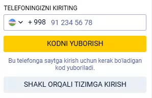 SMS orqali tizimga kiring